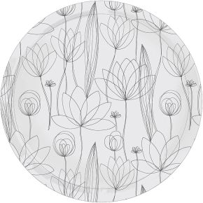 Born in Sweden Tablett Ø 46 cm Botanica schwarz, weiß
