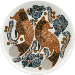 Marimekko Ketunmarja (Fuchsbeere) Oiva Teller Ø 20 cm cremeweiß, braun, dunkelgrün