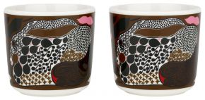 Marimekko Rusakko (brauner Hase) Oiva Tasse / Becher ohne Henkel 0,2 l 2 Stk. cremeweiß, braun, grün