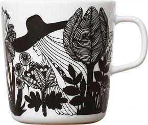 Marimekko Siirtolapuutarha (Schrebergarten) Oiva Tasse / Becher 0,4 l schwarz, cremeweiß