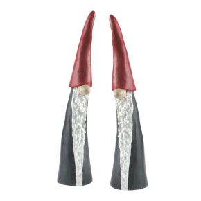 Nääsgränsgården Tomte Hoher Hut schmal Höhe 15 cm 2 Stk. grau, rot