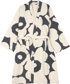 Marimekko Damen Bademantel anthrazit, cremeweiß Unikko