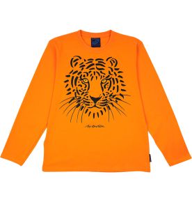 Bo Bendixen Unisex T-Shirt Langarm, orange, schwarz Tiger