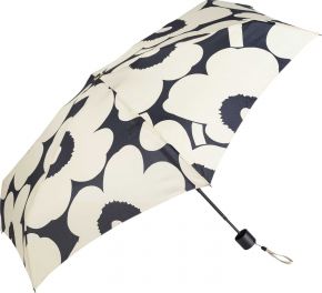 Marimekko Unikko Mini Regenschirm manuell cremefarben, schwarz