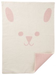 Klippan Kaninchen Baby Wolldecke (Öko-Tex) 65x90 cm weiß, rosa